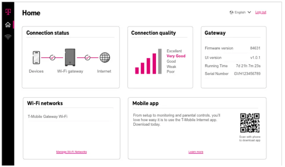 Guía del usuario de la puerta de enlace a Internet doméstica T-Mobile KVD21 5G - Inicio