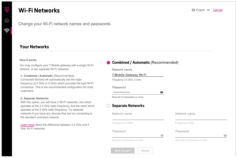 T-Mobile KVD21 5G Home Internet Gateway Guía del usuario - Redes Wi-Fi