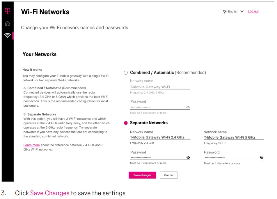 Guía del usuario de la puerta de enlace a Internet doméstica T-Mobile KVD21 5G - Redes Wi-Fi