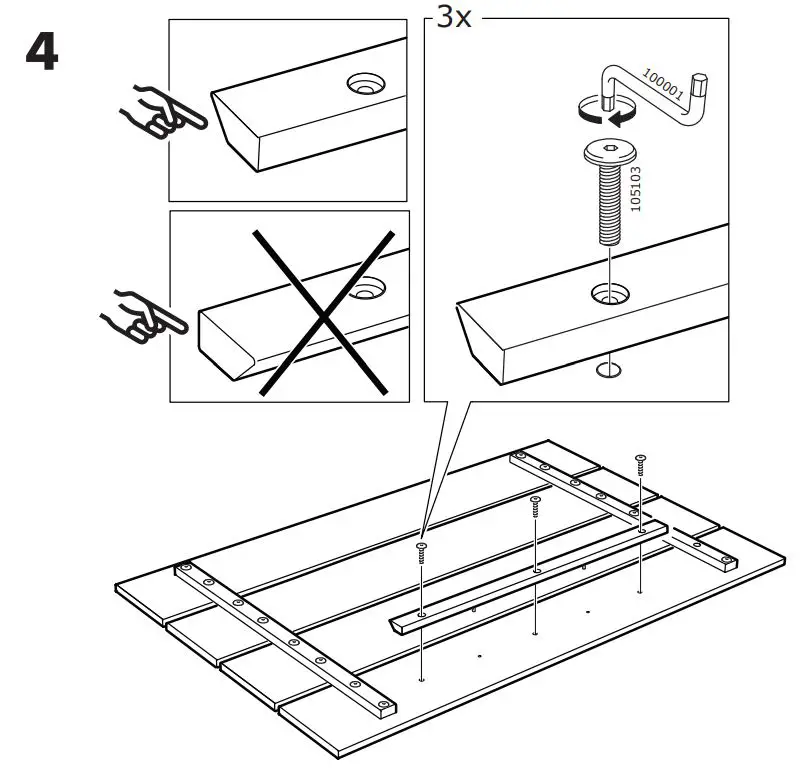 IKEA 903.727.98 Nordli Cabecero Manual de instrucciones - Montaje 4