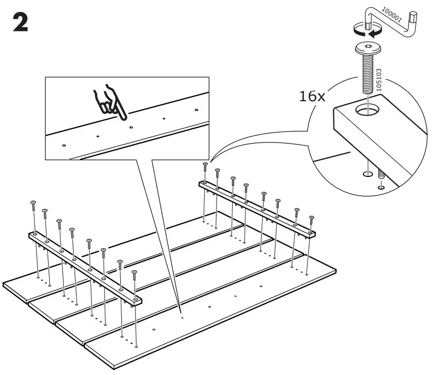 IKEA 903.727.98 Nordli Cabecero Manual de instrucciones - Montaje 2