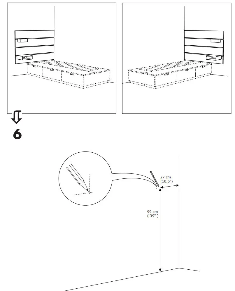 IKEA 903.727.98 Nordli Cabecero Manual de Instrucciones - Montaje 6