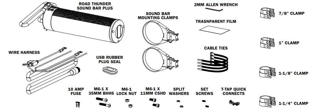 Kuryakyn-2720-MTX-Road-Thunder-Bar-Sonido Altavoces-Fig-1