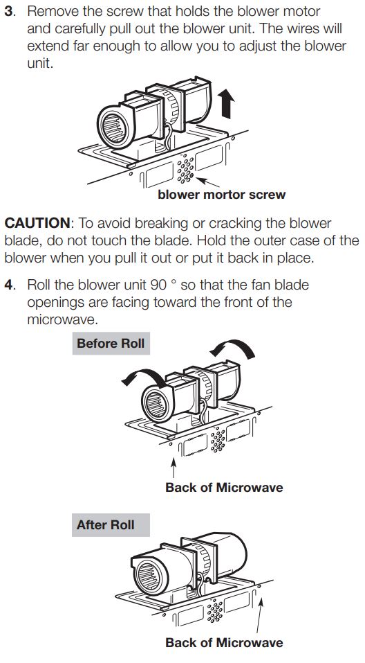 Horno microondas SAMSUNG ME21R7051SS Manual de instrucciones - ADAPTACIÓN DEL BLOWER DEL MICROONDAS