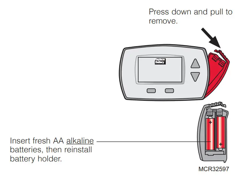 Termostato digital no programable Honeywell RTHL3550-Cambio de pilas