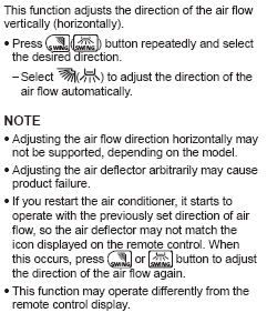 LG-Air-Conditioner-Remote-Control-Uso de la función de dirección del flujo de aire