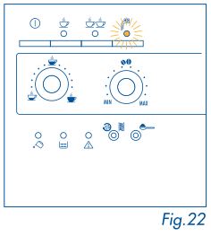 DeLonghi Magnifica - la luz indicadora de agua caliente o vapor parpadea