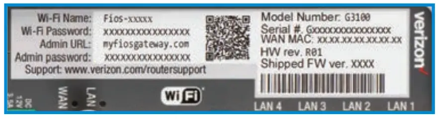 Instalación del router Fios de Verizon Etiqueta del router