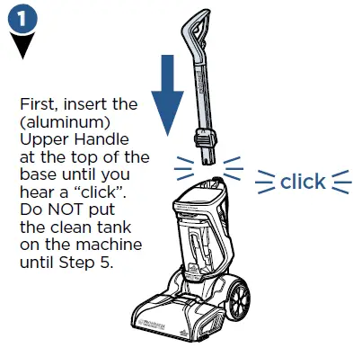 Bissell-Proheat-2x-Revolution-Primero, inserte el mango superior (de aluminio).