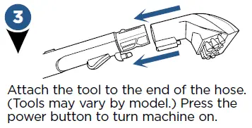 Bissell-Proheat-2x-Revolution-Acoplar la herramienta al extremo de la manguera.