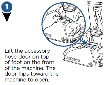 Bissell-Proheat-2x-Revolution-Levante la puerta de la manguera accesoria