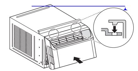 LG Air Conditioner Owner's Manual - Fije el conjunto de la rejilla frontal al armario insertando las lengüetas de la rejilla en las ranuras de la parte frontal del armario.