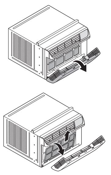 LG Air Conditioner Owner's Manual - Retire el filtro de aire de la rejilla frontal tirando del filtro hacia adelante y luego ligeramente hacia arriba.