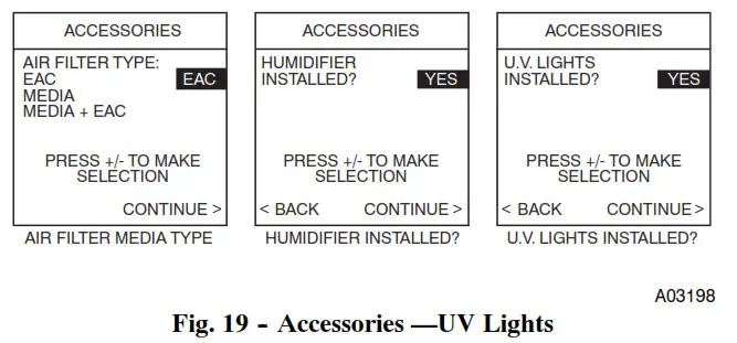 Termostato Carrier Infinity Control - Fig. 19 -- Accesorios - Luces UV