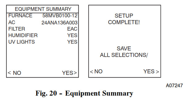 Termostato Carrier Infinity Control - Fig. 20 -- Resumen de equipos