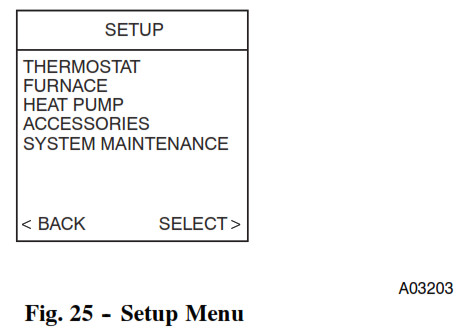 Termostato Carrier Infinity Control - Fig. 25 -- Menú Configuración