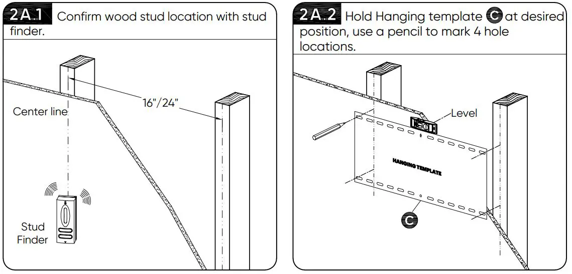 onn 100027961 50-Inch Full Motion TV Wall Mount User Guide - Wood Stud Installation
