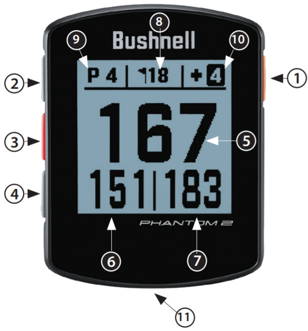 Bushnell GOLF Phantom 2 Golf Telémetro GPS - Controles