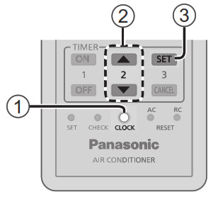 Panasonic Air Conditioner - Ajuste del reloj
