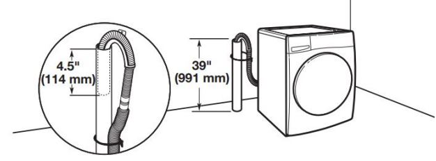 Manual del propietario de la lavadora de carga frontal Whirlpool - Sistema de desagüe del tubo vertical del suelo