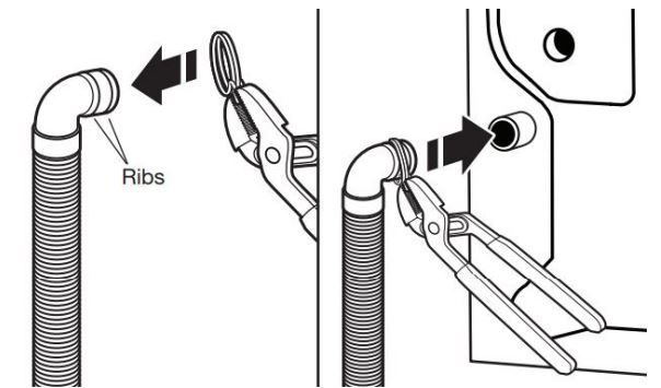 Manual del propietario de la lavadora de carga frontal Whirlpool - Conecte la manguera de desagüe al puerto de desagüe
