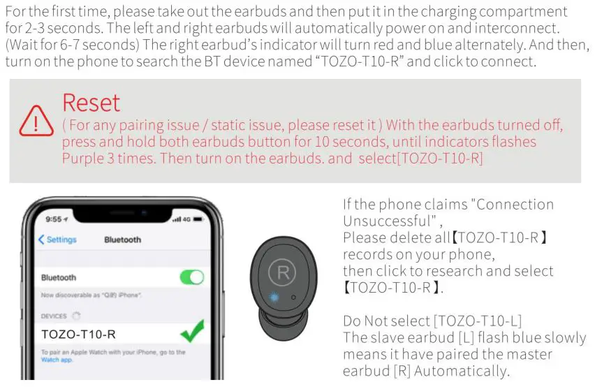 TOZO T10 TWS Wireless Earbuds - Cómo emparejar los auriculares
