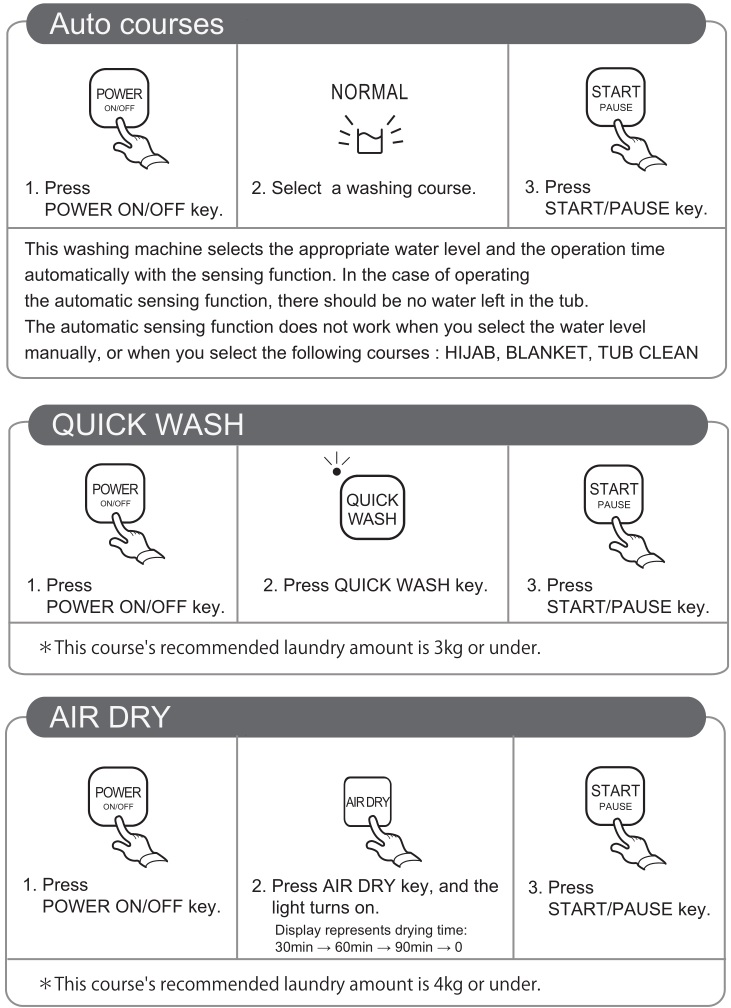 Lavadora SHARP - Instrucciones de lavado