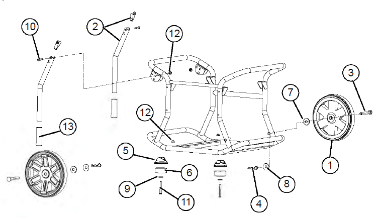 Figura 2-11. Conjunto de rueda, asa y pie