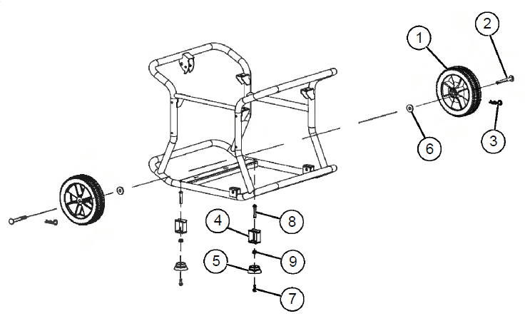 Figura 2-10. Montaje de la rueda y el pie