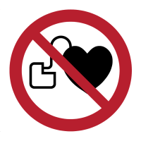Prohibido el acceso a personas con dispositivos cardíacos implantados activos