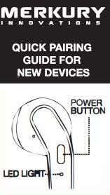 Manual de usuario de los auriculares inalámbricos Bluetooth con estuche de carga MERKURY MA-3393 - Guía rápida de emparejamiento