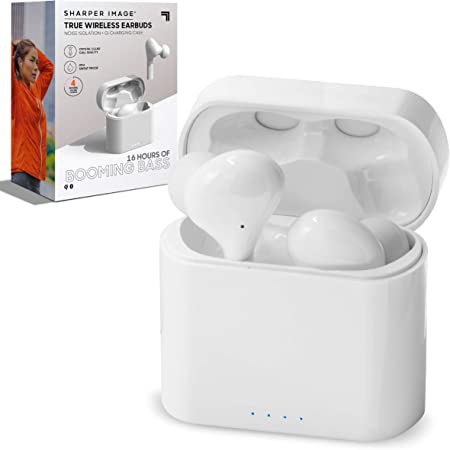 Amazon.com: SHARPER IMAGE Soundhaven Wireless Earbuds, Bluetooth 5.0 con carga inalámbrica Qi, auriculares con 4 micrófonos, 16 horas de reproducción, diseño ergonómico, 5 tamaños de punta de oído : Everything Else