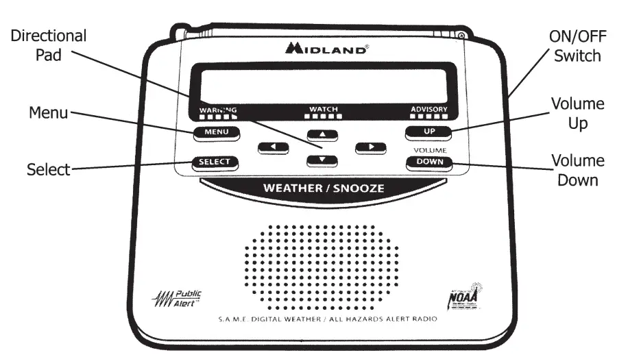 Midland-WR120B-WR120EZ-NOAA-Radio de alerta meteorológica de emergencia-fig-1