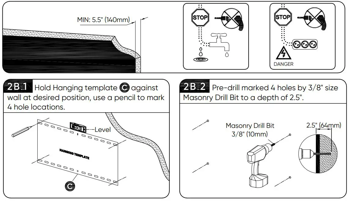 onn 100027961 50-Inch Full Motion TV Wall Mount User Guide - Instalación en hormigón, piedra o mampostería